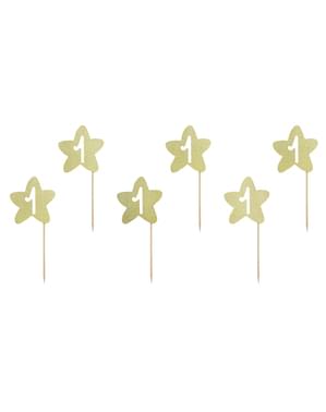 6 „1” Zlatna zvijezda Hrana Picks - Pink prvi rođendan