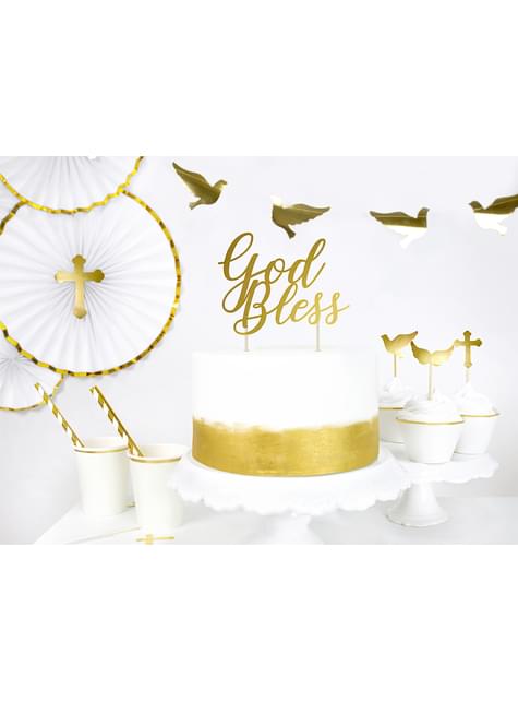 Set van 6 diverse gouden eerste communie cocktail prikkertjes - Eerste Communie