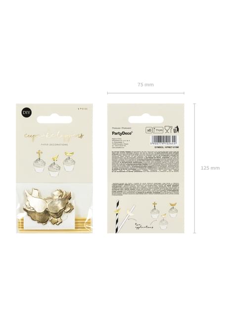 Set van 6 diverse gouden eerste communie cocktail prikkertjes - Eerste Communie