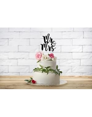 Dekorasi kue "Mr & Mrs" berwarna hitam