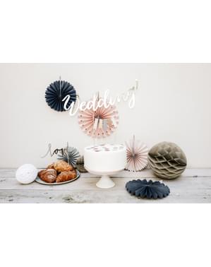 Dekorasi kue "Cinta" berwarna perak - Rustic Wedding