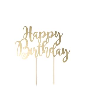 „Sretan rođendan” torta ukras u zlatu - Black & White