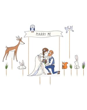 Set dari 10 Dekorasi Kue Topper "Marry Me"
