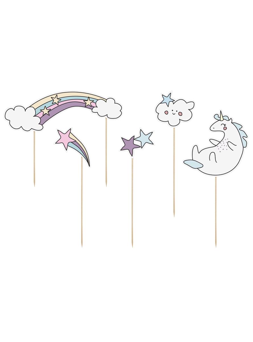 5 toppers variados de unicornio - Unicorn Collection
