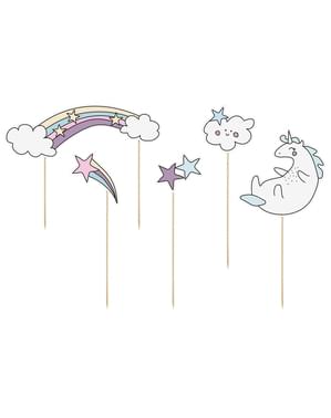 סט 5 Toppers עוגת Unicorn מגוון - אוסף Unicorn