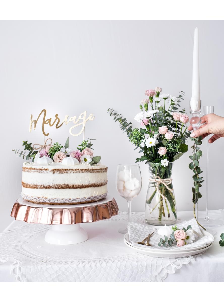 「結婚」ケーキデコレーション - ホワイト＆ゴールドウェディング