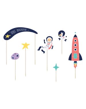 Set od 7 "Space Adventure" Cake Toppers - Vesoljska zabava