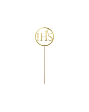 Dekorasi kue "IHS" dalam emas - Komuni Pertama