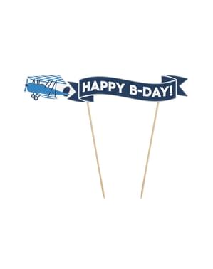 Bir uçağın "Mutlu B-Day" pasta süsleme - Küçük Düzlem Koleksiyonu