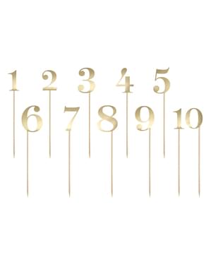 11'lü Masa Numarası Seçme Set, Altın - Rustik Koleksiyon