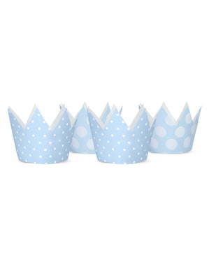 Set 4 Topi Pesta Crown dengan Blue Dots - Blue 1st Birthday