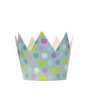 6 chapeaux en forme de couronne multicolores à pois - Polka Dots Collection