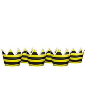 Set 6 Topi Pesta Kertas Hitam & Kuning - Koleksi Lebah
