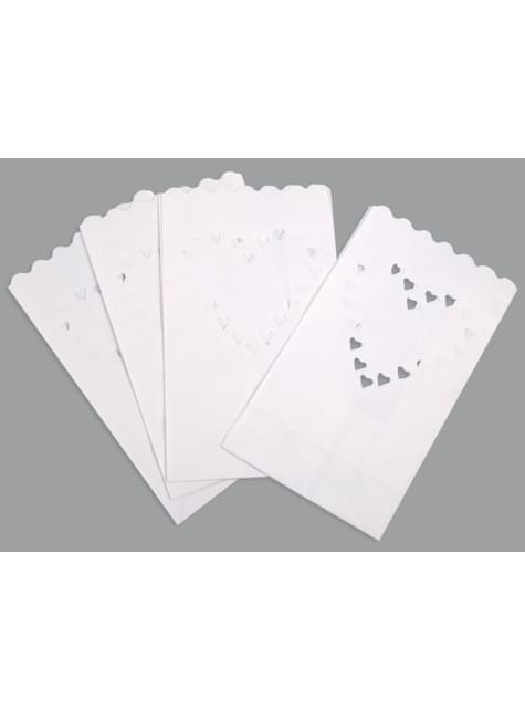 Sæt med 10 Stearinlysposer med Die-Cut Hjerter