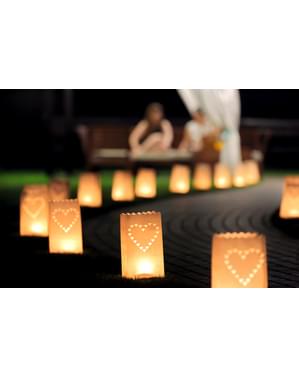 10 Stearinlysposer med Die-Cut Hjerter