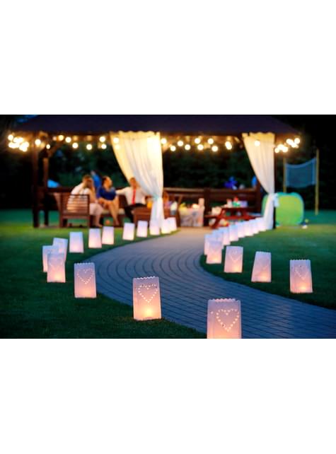 Sæt med 10 Stearinlysposer med Die-Cut Hjerter