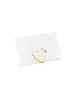 10 sujeta marcasitios con forma de corazón dorado para mesa - Gold Wedding
