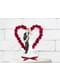 Figura para tarta de boda con corazones y lazo granate