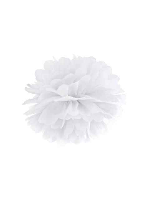 Pom pom pappersdekoration vit 25 cm