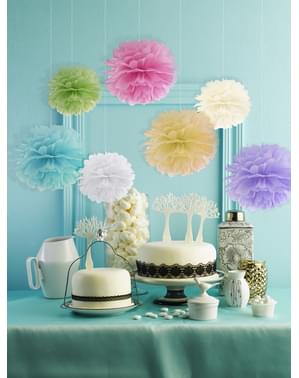 Decorative paper pom-pom in white measuring 25 cm