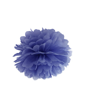Koyu mavi renkte dekoratif kağıtlı ponpon 25 cm