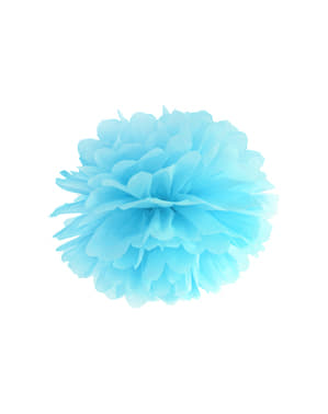 Kertas pom-pom dekoratif berwarna biru langit berukuran 35 cm