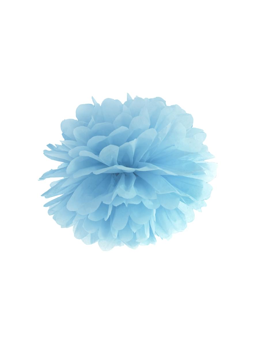 Pompon bleu de 35 cm en papier