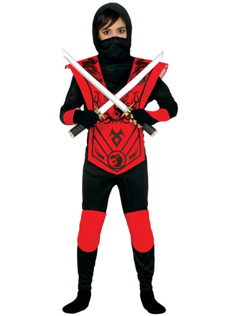 Rødt Ninja kostume til drenge
