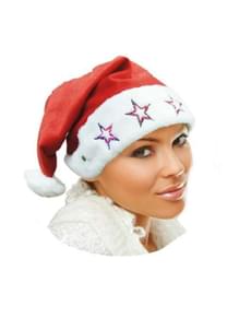Gorro de Pai Natal com estrelas luminosas para adulto