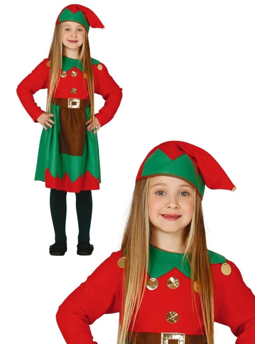 Werk elf rood kostuum voor meisjes