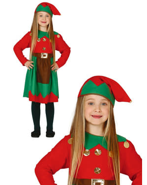 Kızlar Kırmızı İşçi Elf Kostümü