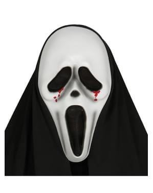 Scream Mask med blodtårar och huva