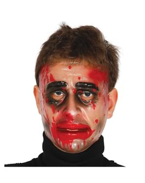 Maschera trasparente uomo insanguinato