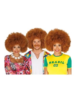 Parrucca afro castana unisex