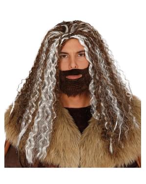 Erkek mağara adamı peruk ve sakal seti
