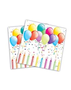 20 serviettes ballons anniversaire