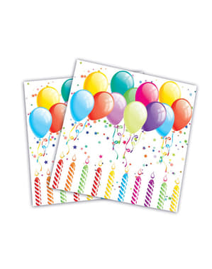 20 Serviettes en papier ballons anniversaire