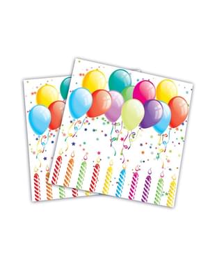 20 fødselsdagsservietter med balloner