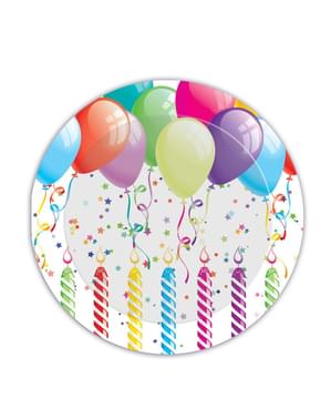 8 födelsedagstallrikar med ballonger