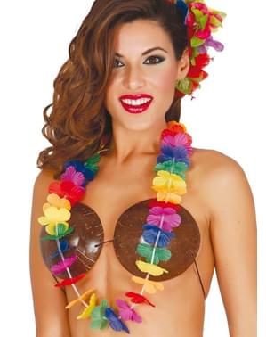 Collier hawaïen multicolore femme