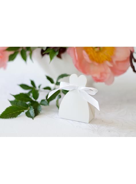 Set di 10 scatole regalo bianche con sagoma di abito da sposa
