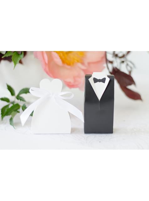 Set di 10 scatole regalo bianche con sagoma di abito da sposa