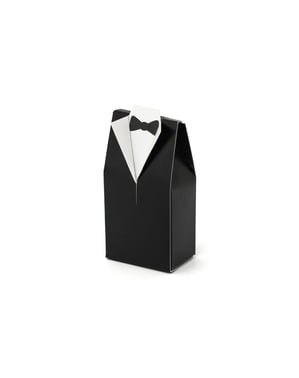 סט של 10 Black & White קופסאות טובה טוקסידו