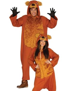 Fato de urso castanho para adulto