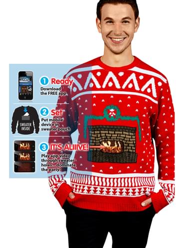 Knitted Crackling Fireplace Christmas Jumper The Coolest Funidelia