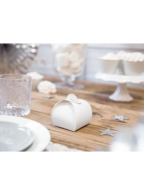 Set med 10 presentaskar vita - White & Gold Wedding
