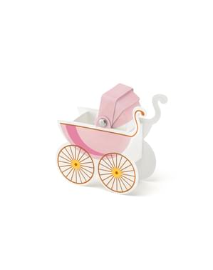 10 caixas de presente em forma de carrinho de bebé cor-de-rosa - It's a Girl Collection