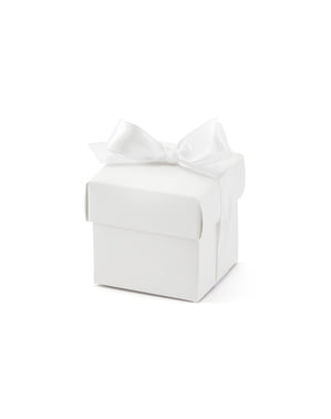 धनुष के साथ सफेद रंग में 10 उपहार बक्से का सेट - पहला कम्युनियन