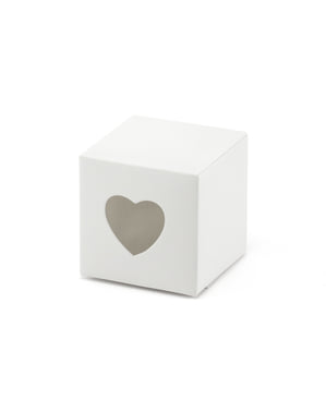 Beyaz kalp kesme ile 10 hediye kutuları kümesi