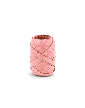 Pita dekoratif warna pink berukuran 5 mm terbuat dari rafia